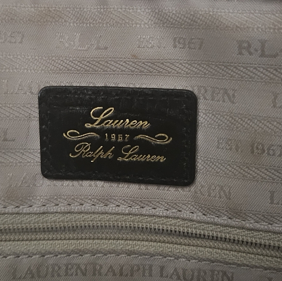 Ralph Lauren Black 100% Leather Croc Embossed Gold Hardware Satchel Tote - Picture 14 of 16